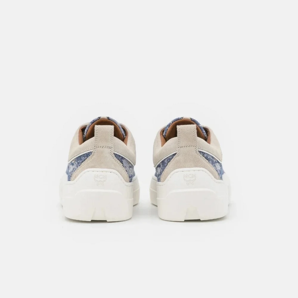 MCM Vintage Monogram‎ Jacquard Low-Top Platform Sneakers Blue 7.5 New in Box